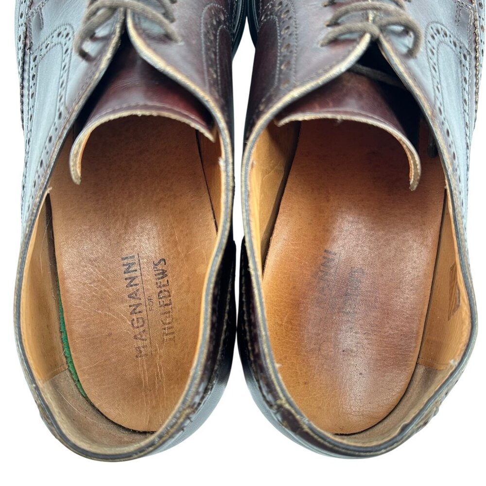 Magnanni for Ingledews Mens 10M Burgundy Brown Leather Dress Shoe Wingtip Oxford - Picture 11 of 11
